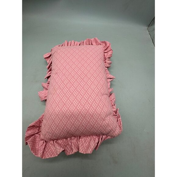 Handmade Cross-Stitched Sweet 16 Lynne Pillow With Pink Ruffled Edges & Floral D - Picture 8 of 8